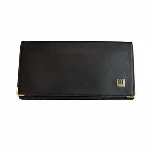 Dunhill Black Leather Bifold Wallet with Gold Details